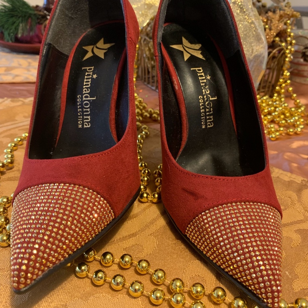 Red suede heels
